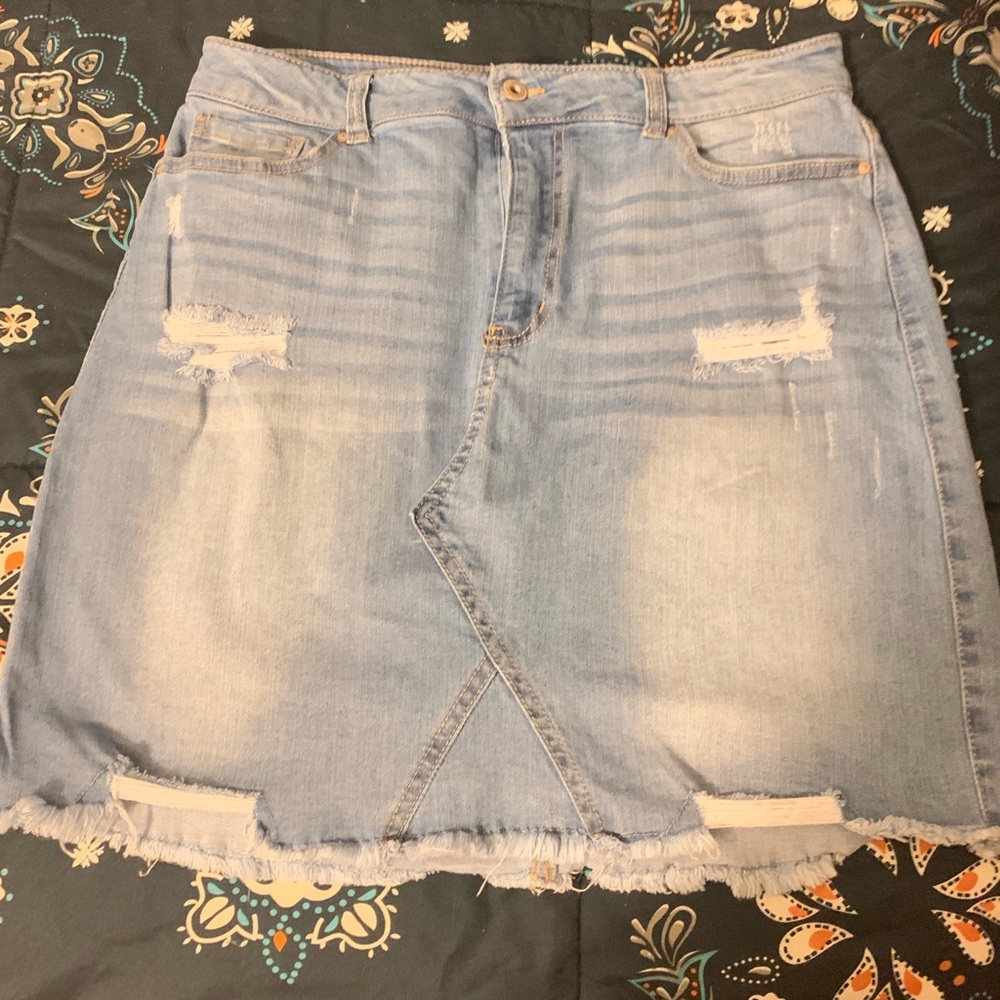 Distressed Jean skirt
